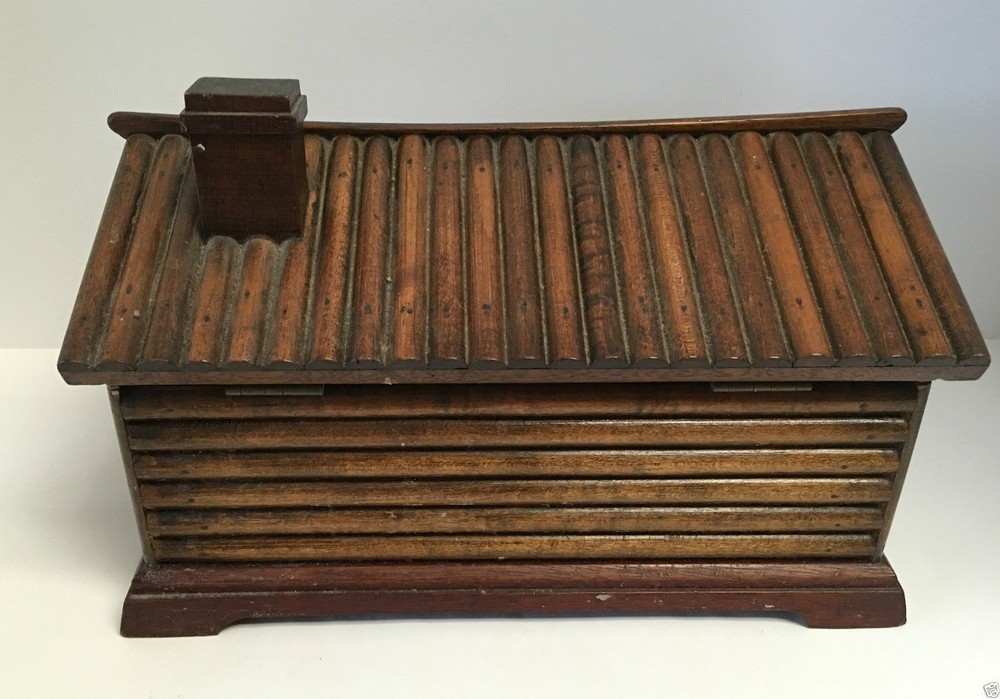 Figural Log Cabin Cigar Box