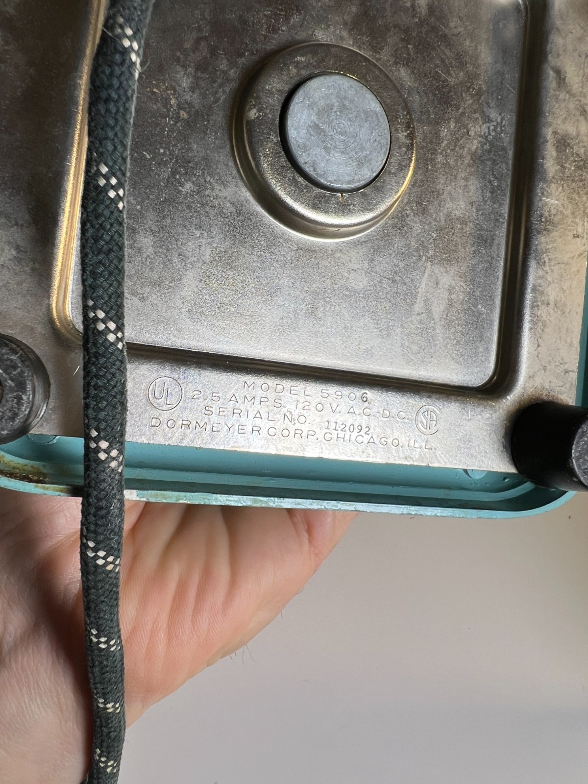 Vintage 1950s Dormeyer Model 5906 Turquoise Teal Blender Glass Chef Logo CHICAGO