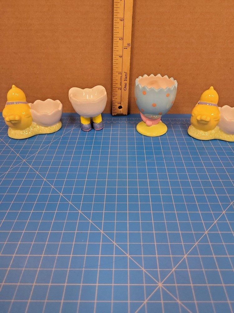 Easter Egg Holders Set 4 Bunny Chick Spring Holiday Decor Table Accent