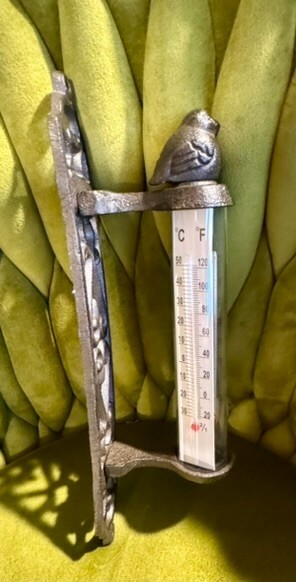 Metal Cast Iron Thermometer Bird Wall Indoor Outdoor Farmhouse Garden Decor NEW
