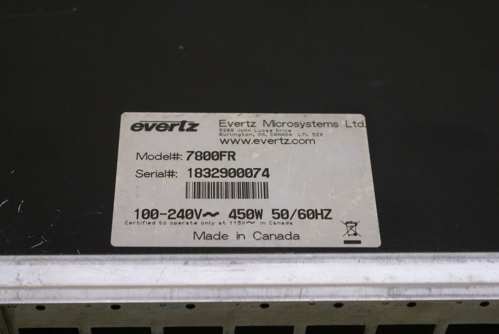 Evertz 7800FR 3RU Modular Frame with 7700FC controller card R2