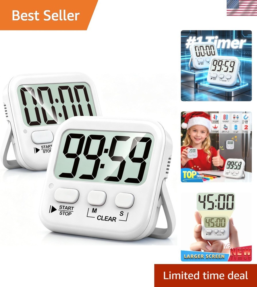 Versatile 2 Pack Countdown Timer for Classroom and Cooking - Batteries Included