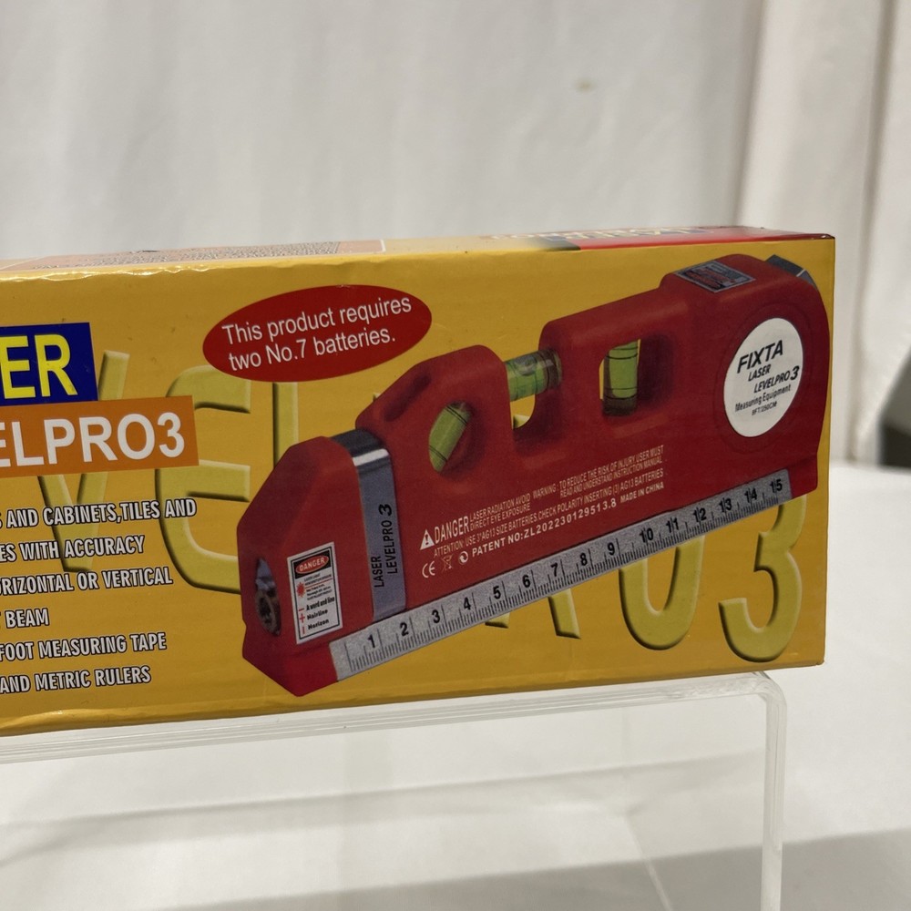 Fixta Laser Level Pro 3 Tool Horizontal Vertical 8 FT 250cm Measuring Tape Ruler