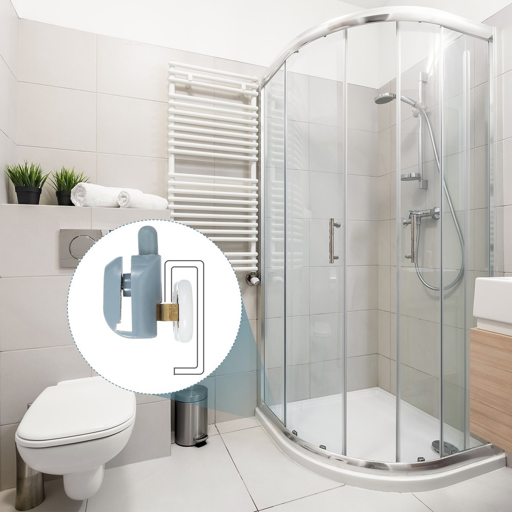 8Pcs 25mm Double Shower Door Rollers Plastic Bottom Wheels Pulleys Guide Grey