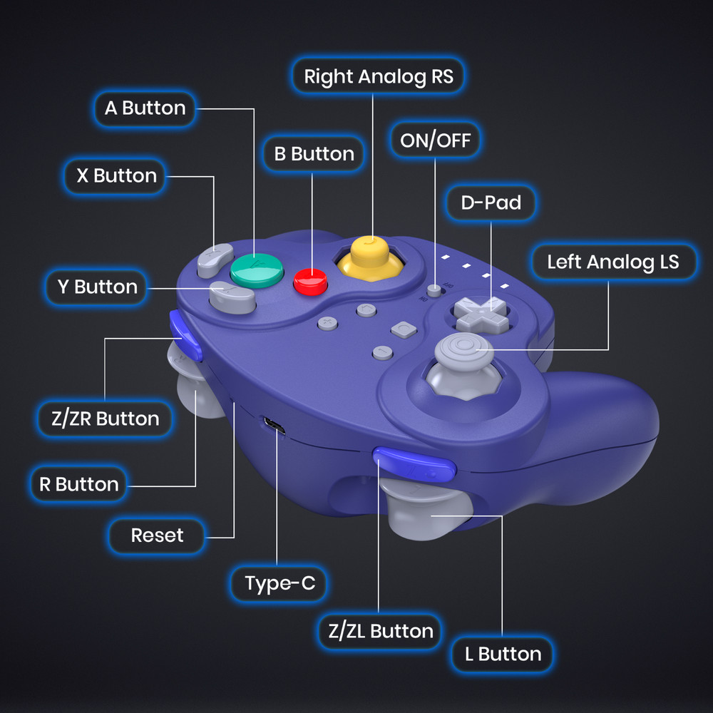 2.4G Wireless Gamecube Controller Gamepad for Gamecube Games USB or NGC Dongle
