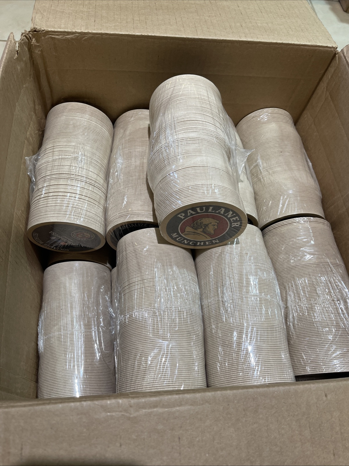 Qty 1500 New Paulaner Munchen Beer Drink Coasters 4" Diameter (12 Sleeves of 125