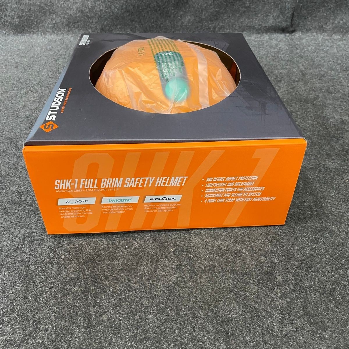 STUDSON SHK-1 Full Brim Vented Industrial Safety Helmet, Orange, SHK1-FB-CTOO