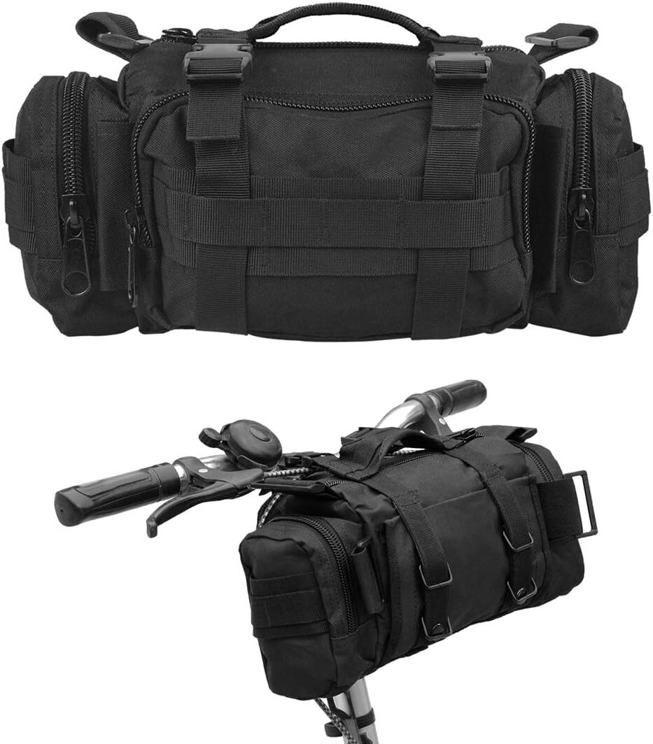 Bike Handlebar Bag Waterproof Front Storage Bag with Removable Shoulder Strap