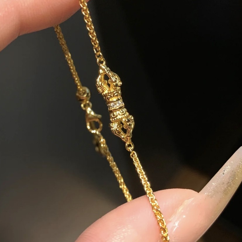 14K Yellow Gold Vintage Style Golden Bracelet Luxury Couple Jewelry