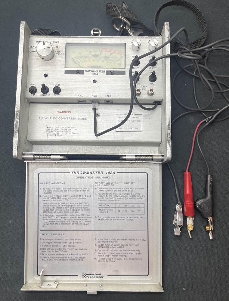 Industrial Technology Throwmaster 102A Cable Test Set for Telephones Untested