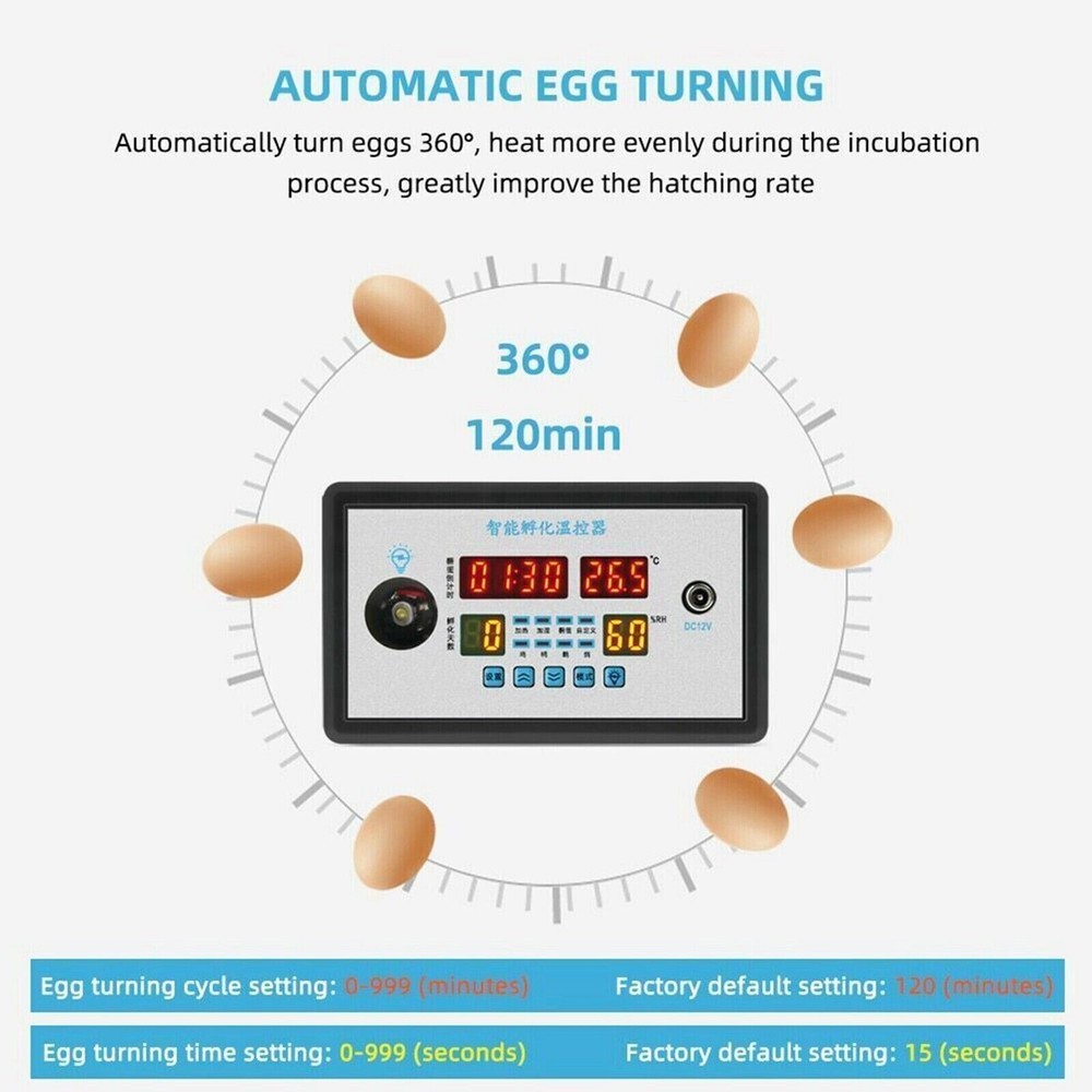 Automatic Digital Temperature Humidity Egg Turning Control Incubator Thermostay9