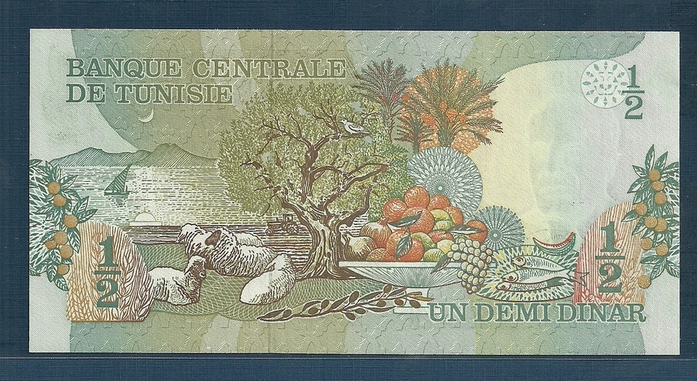 Tunisia 1/2 Dinar, 1973, P.69a, UNC