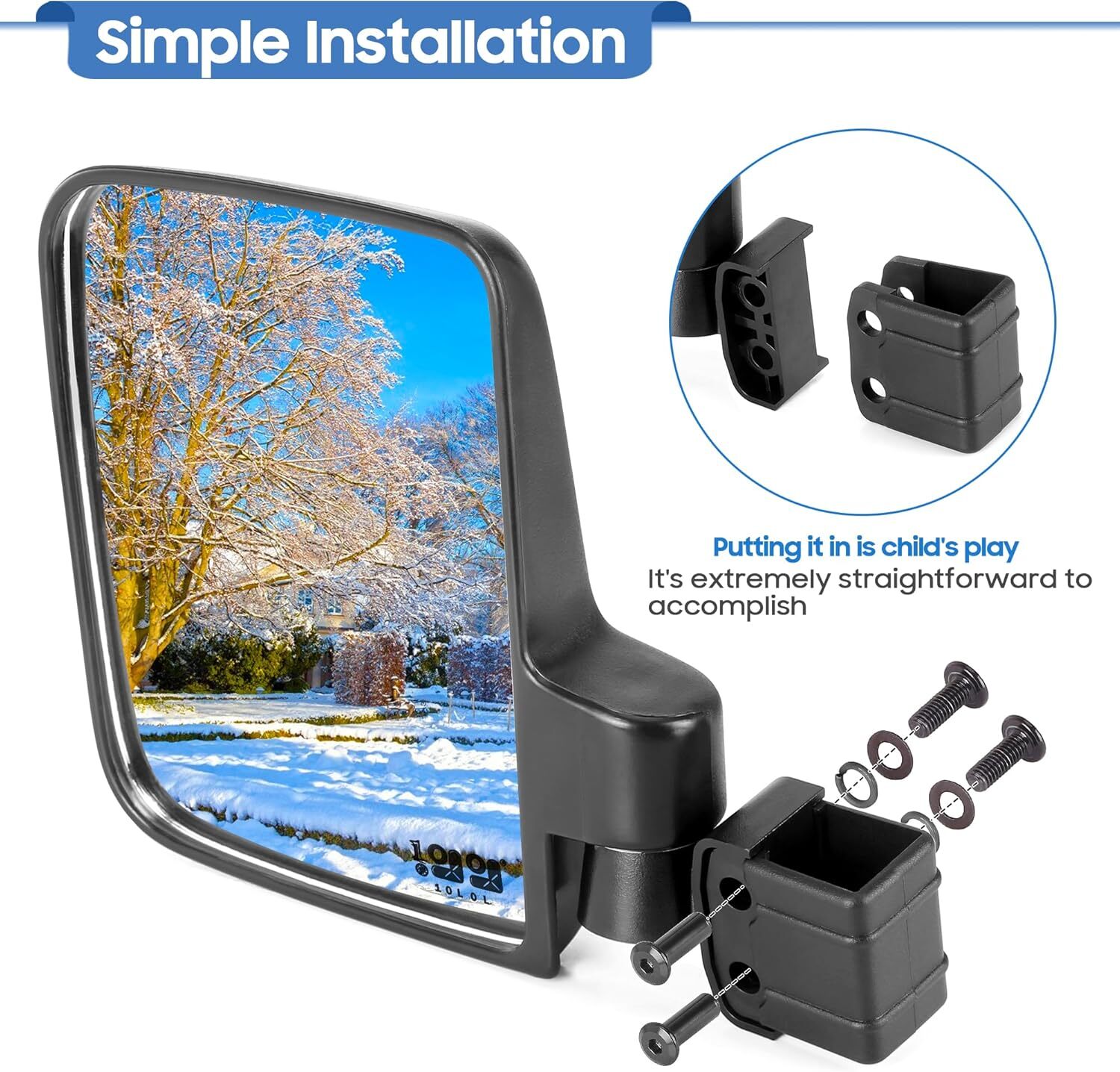 Universal Golf Cart Side Mirrors,No Drilling Rear View Mirror for EZGO Club Car