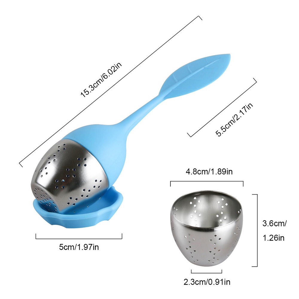 Silicone Tea Infuser Strainer Stainless Herbal Spice Filter Diffuser Orange+Blue