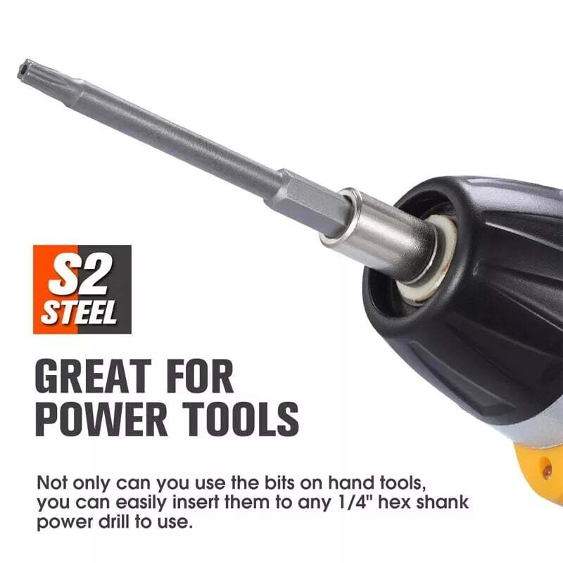 Security Torx Bit Set + Hex Key Allen Bit Set - For Power Drill & Impact Driver