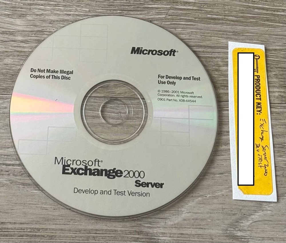 Microsoft Exchange 2000 Server Dev Test CD w/ Product Key Disc Only