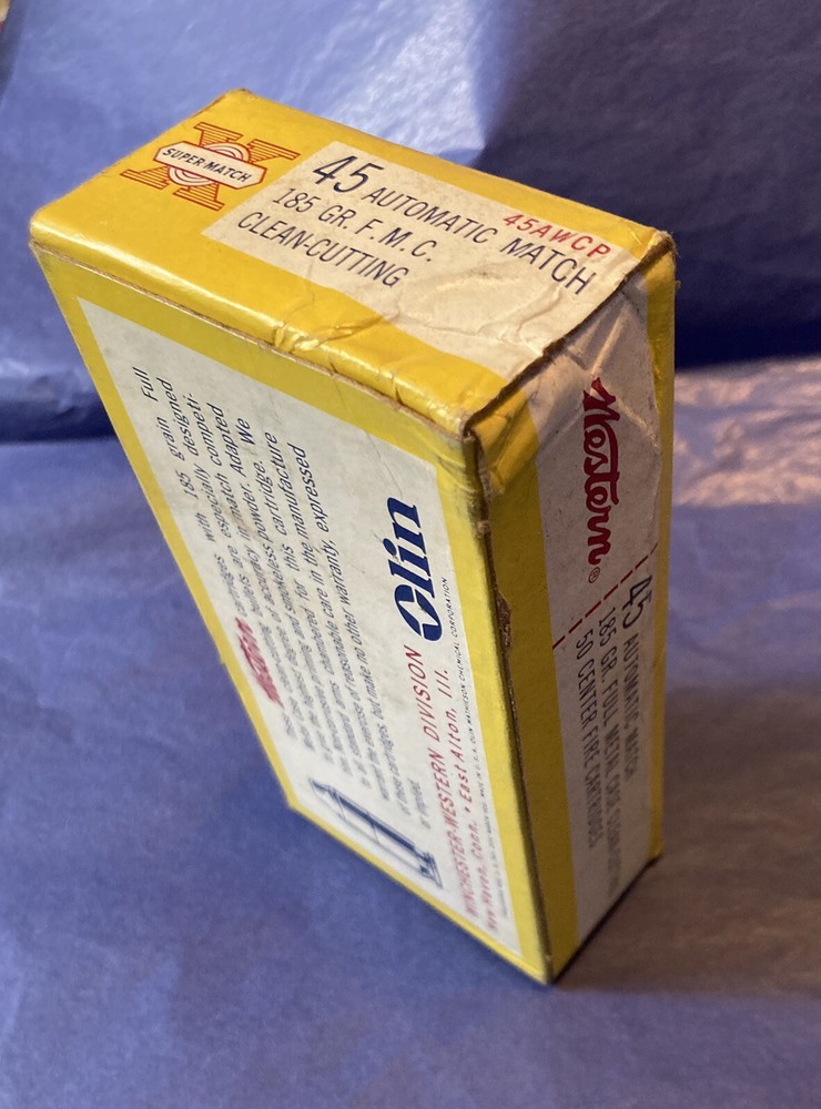 45 Ammo EMPTY Box WESTERN SUPER MATCH AUTOMATIC Clean Cutting