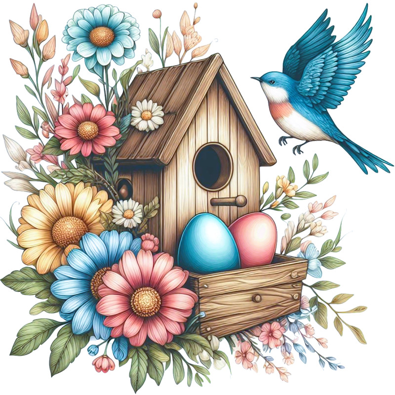 30 Custom Spring Easter Birdhouse Personalized Address Labels