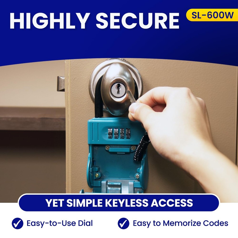 SL-600W Numbered Key Storage Combination Lock Box, Blue, Wall Mount, Safe, Code