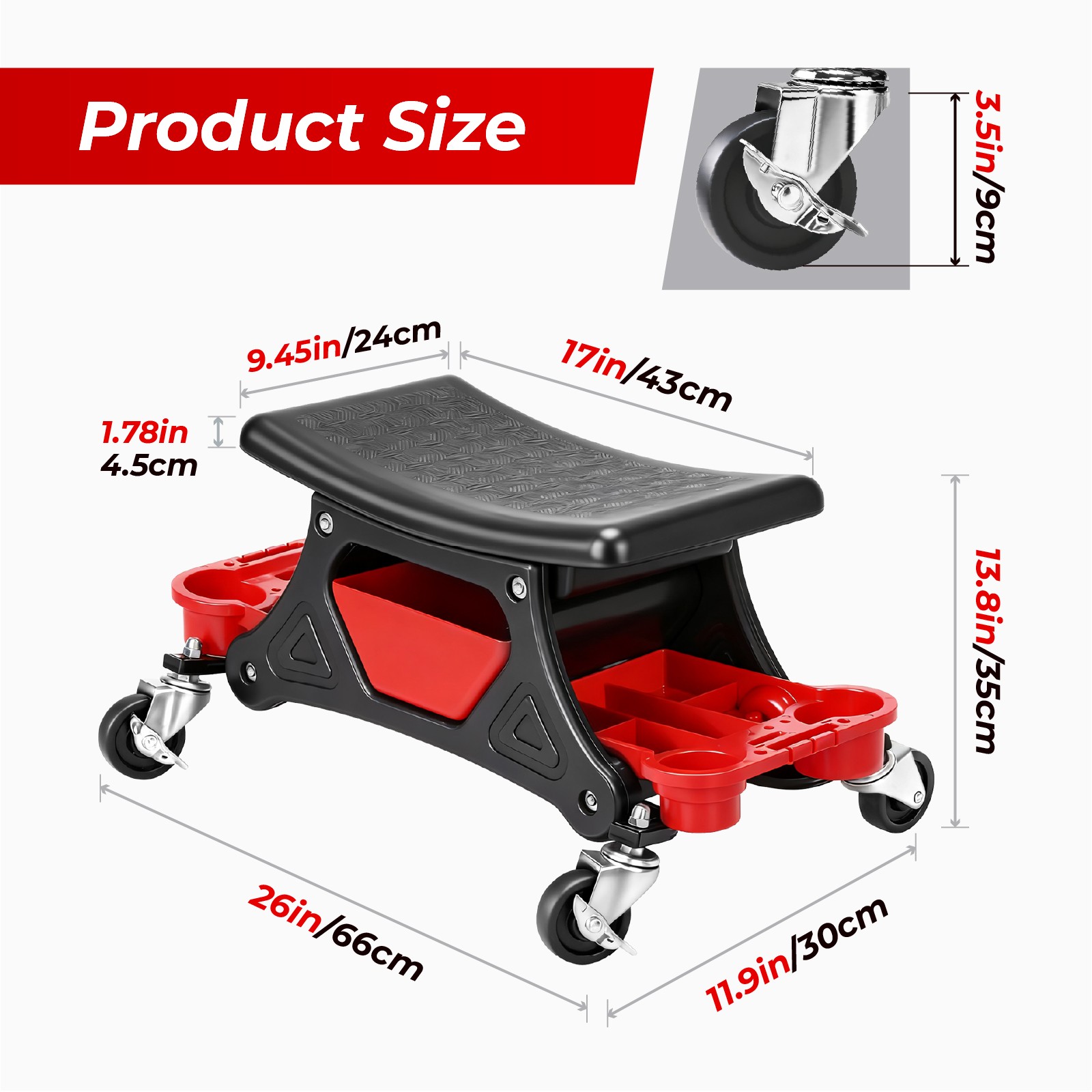 300lb Rolling Shop Stool w/ Tool Storage Mechanic Roller Seats & Creepers