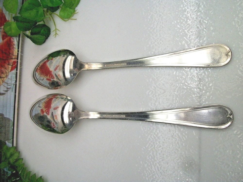 2 International Silver ARGYLE Silverplate Solid Serving Spoons 1938
