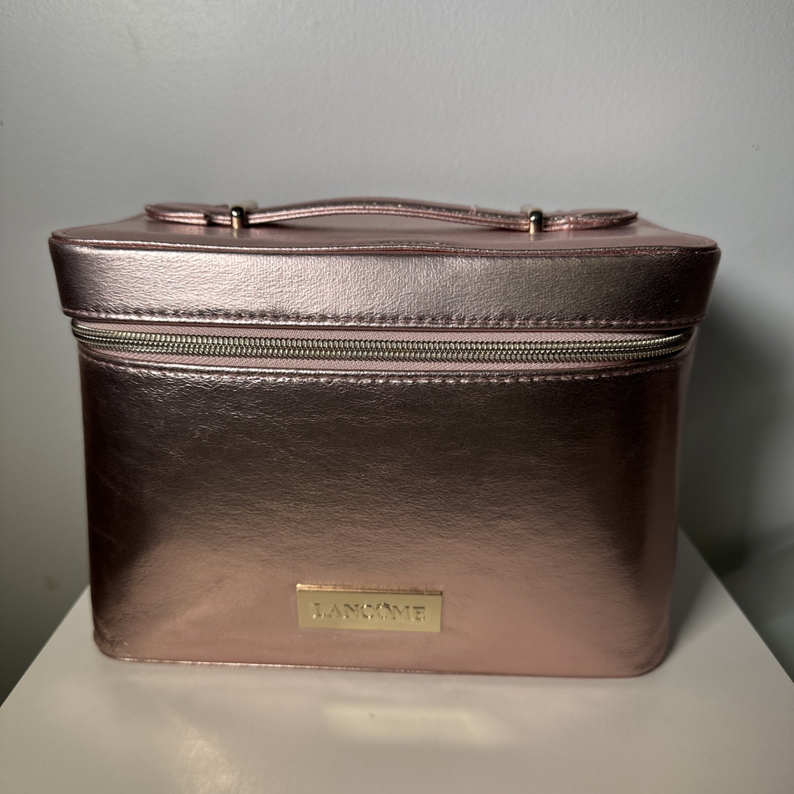 New Lancome 2025 Beauty Box Bag/Train Case Rose Gold 9*6*6.5”