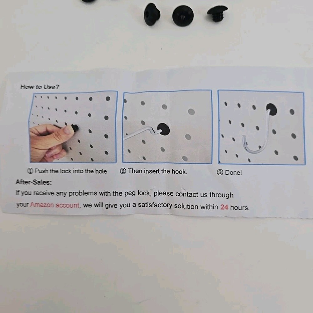 Pegboard Hook Locks, 50 Pcs, Black, Use to Stop Hooks from Falling Off