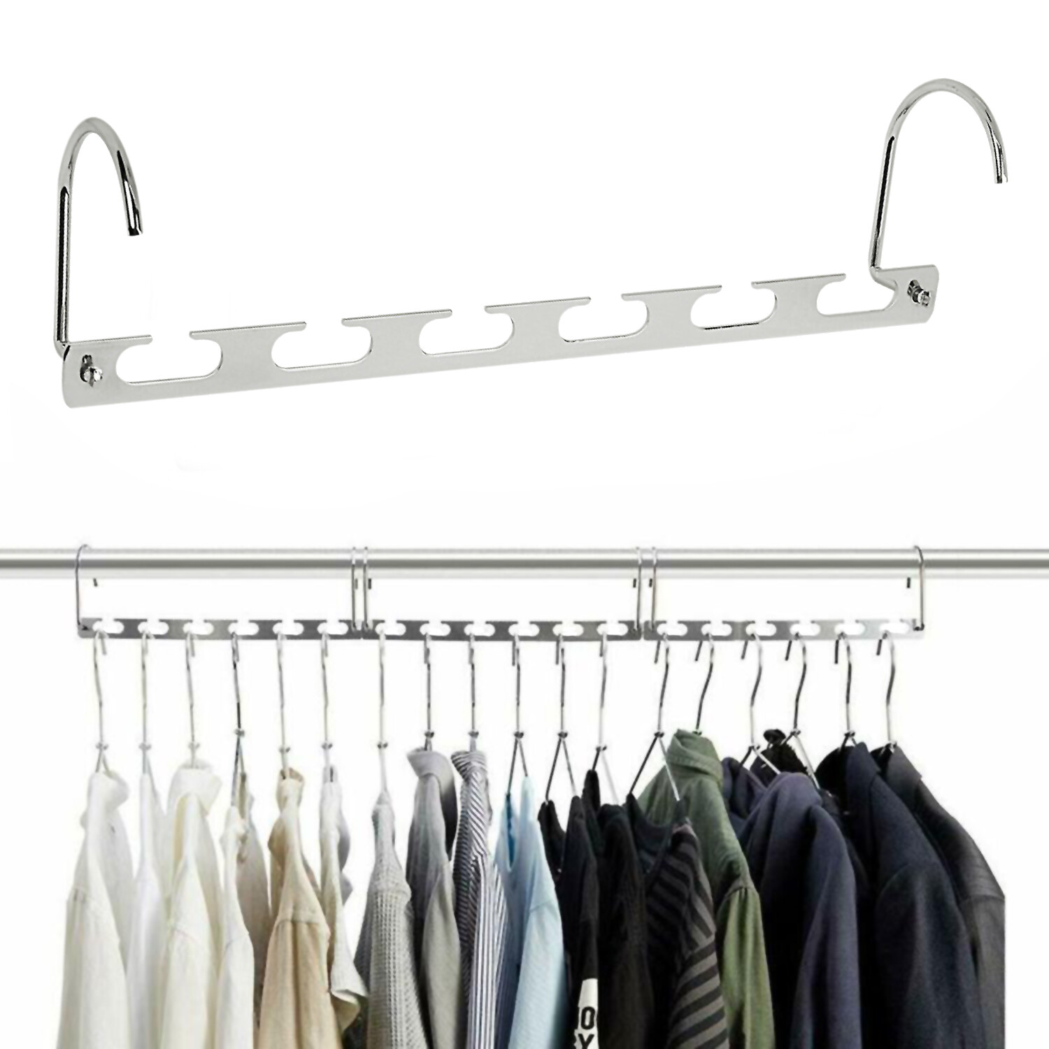 6 Pcs Metal Wonder Closet Hanger Organizer Hook Space Saving Clothes Rack NEW US