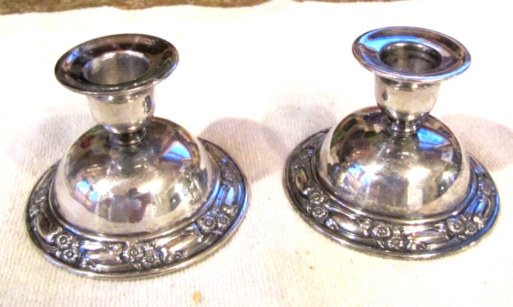 Vintage Oneida Silversmiths Silverplated Candle Holders Park Lane Floral Pattern