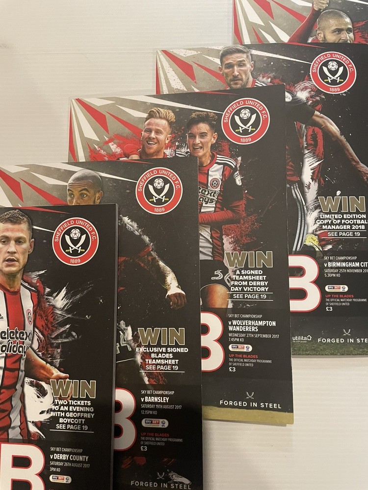 Sheffield United vs Barnsley Birmingham Fulham Derby 2017 Programmes Bundle