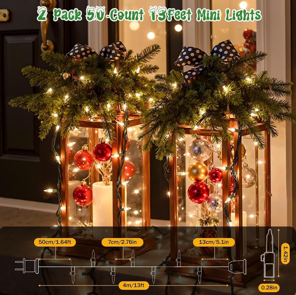 2PACK 50Count Easter String Lights,Christmas Lights Plug in,13FT Incandescent...