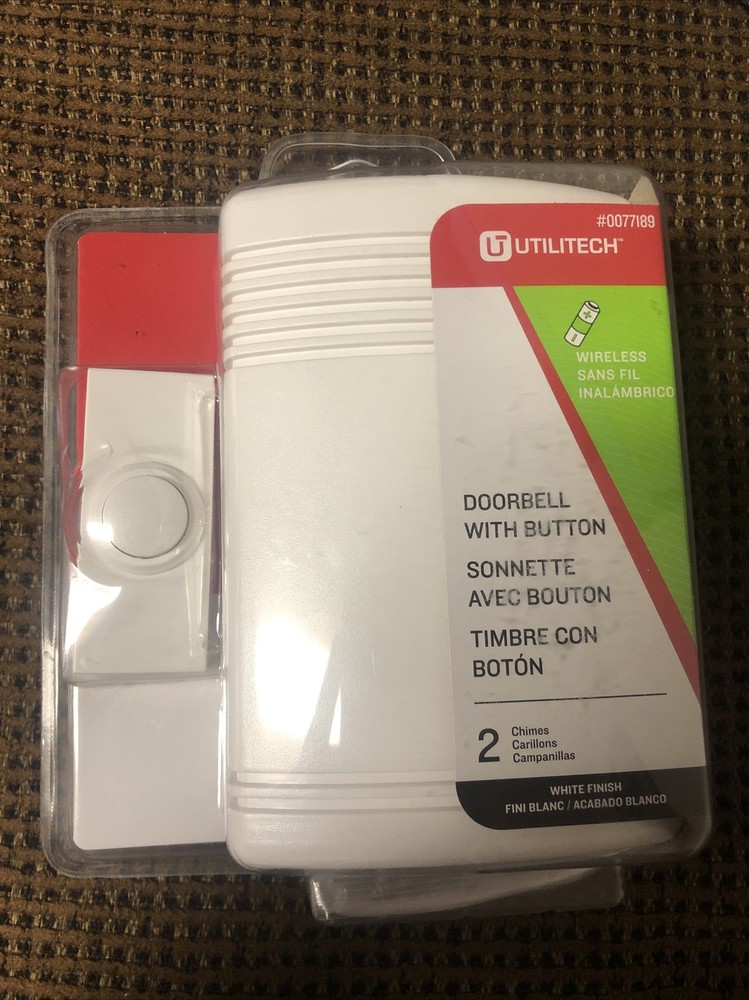 Utilitech Wireless Doorbell With Button 2 Chimes White Push Doorbell Button