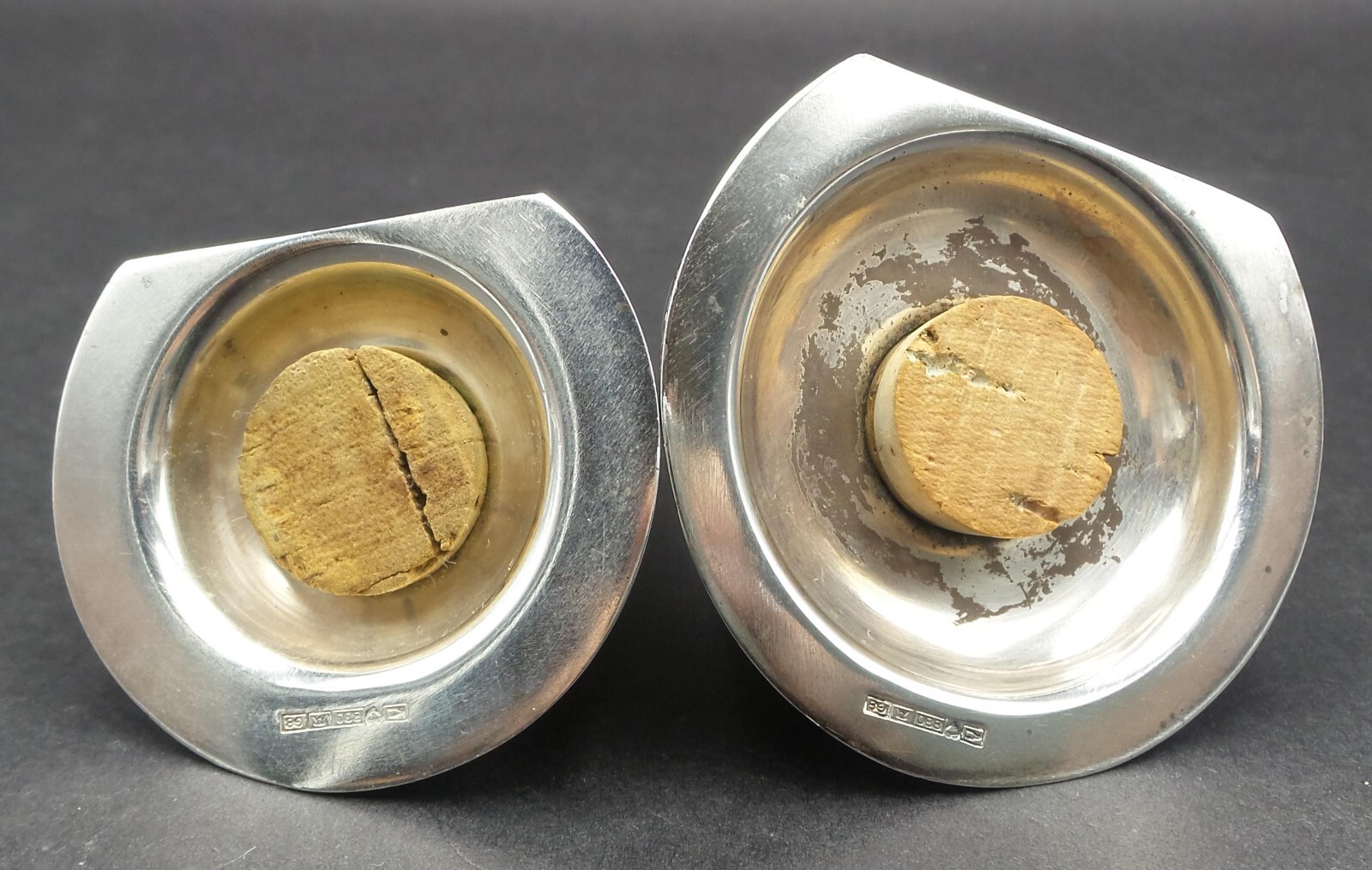 Rare Mid-Century AURAN KULTASEPPA Finland Sterling Silver Salt & Pepper Shakers