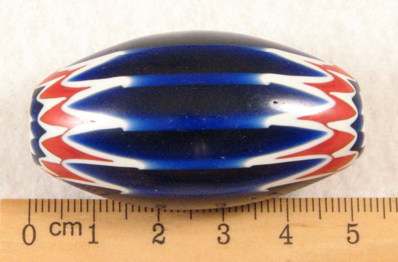 Huge Six Layer Blue Chevron Bead 27 by 49 mm