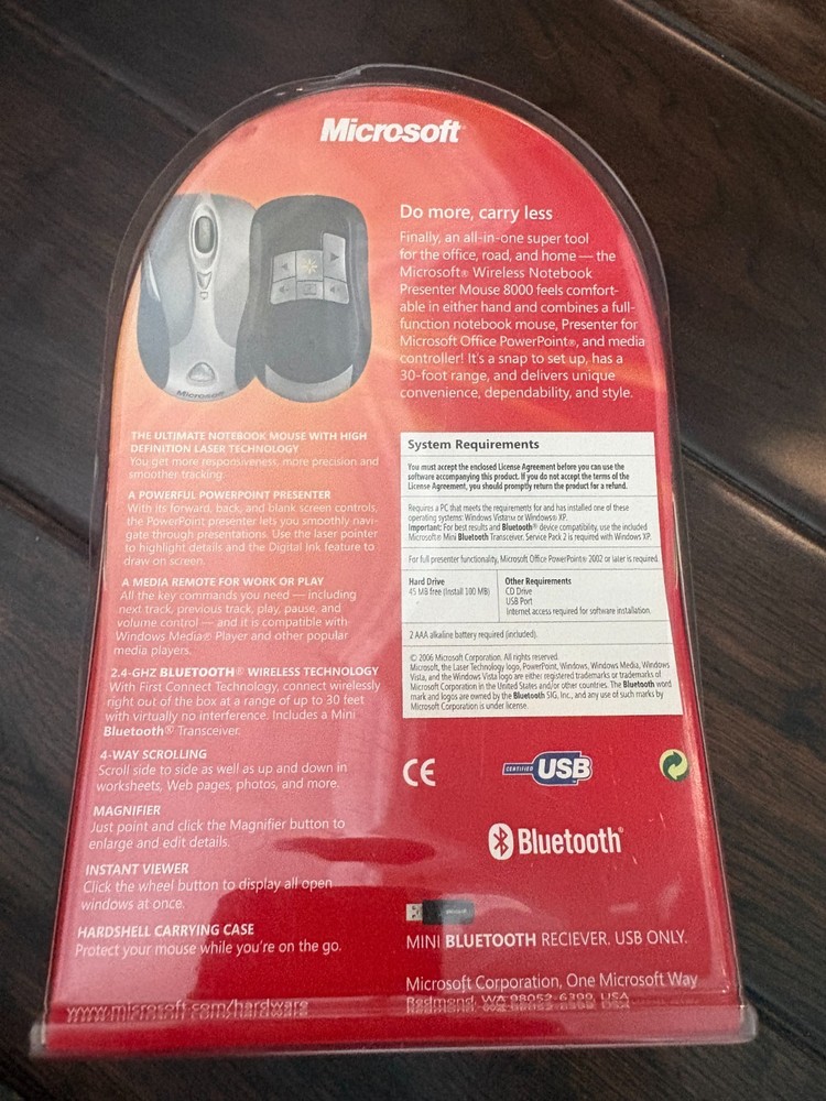 MICROSOFT WIRELESS NOTEBOOK PRESENTER MOUSE 8000 *NEW* IN BOX
