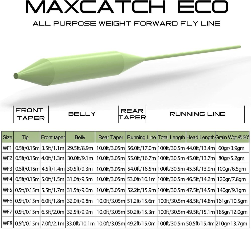 Maxcatch WF1F-8F Floating Fly Line Weight Forward Design with Welded Loop