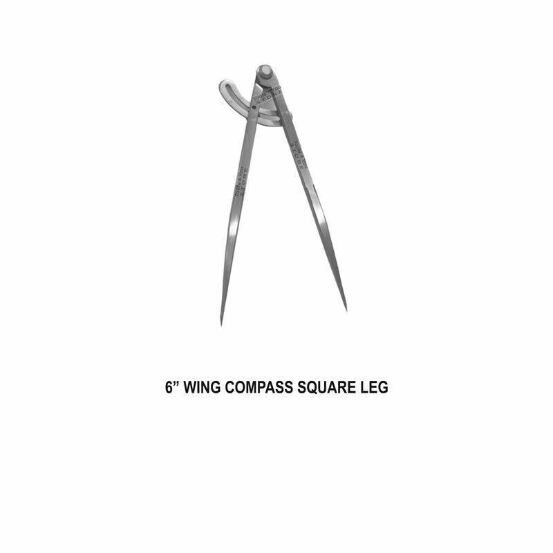 6" Inch Square Leg Wing Compass 150mm Wing Divider Lock Nut Measuring Hand Tool