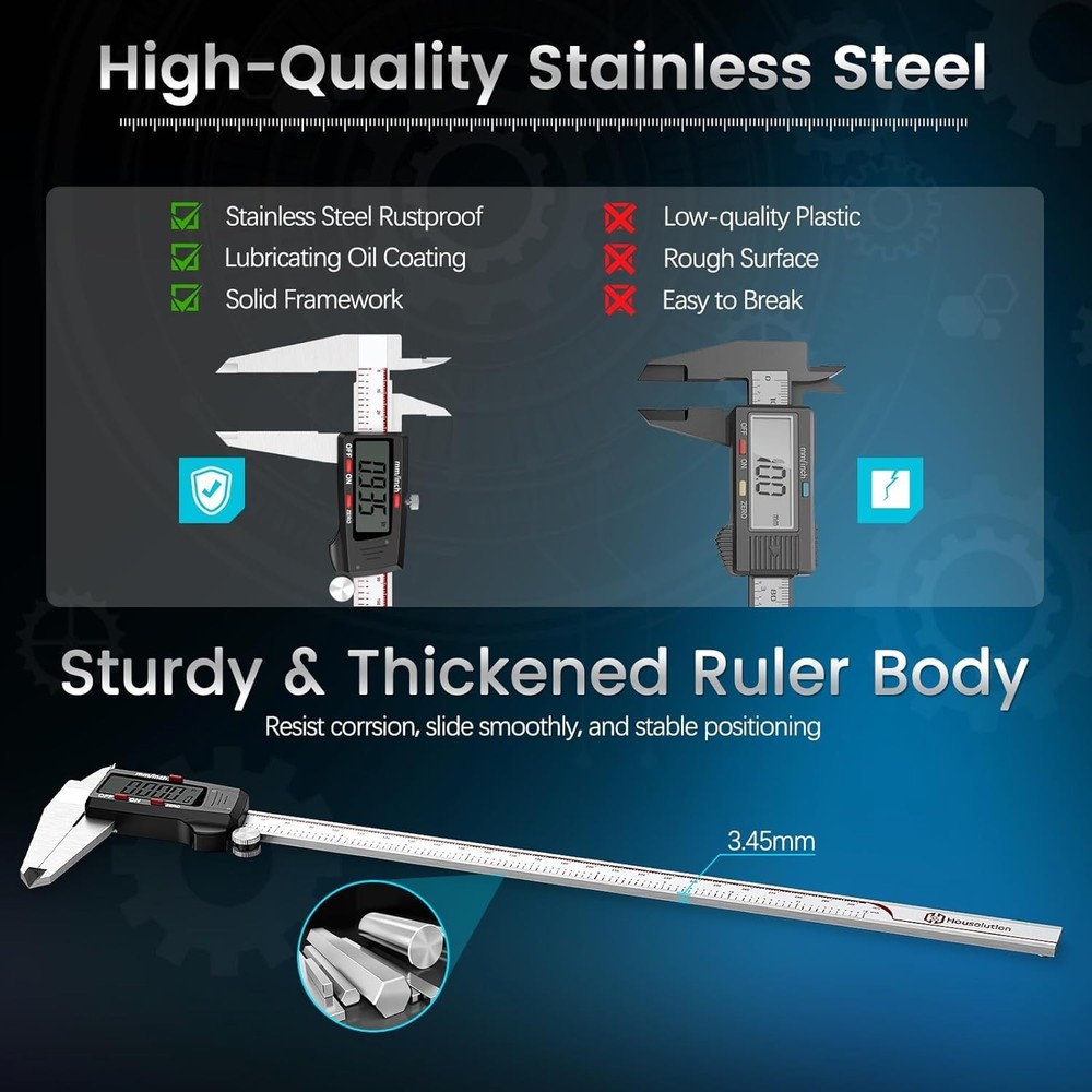 Housolution Digital Caliper, 12Inch Caliper Measuring Tool with Large LCD Screen