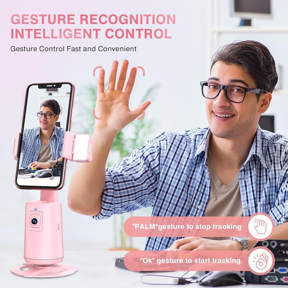 360° Auto Face Tracking Tripod: Gesture Control & Remote for Effortless Vlogging