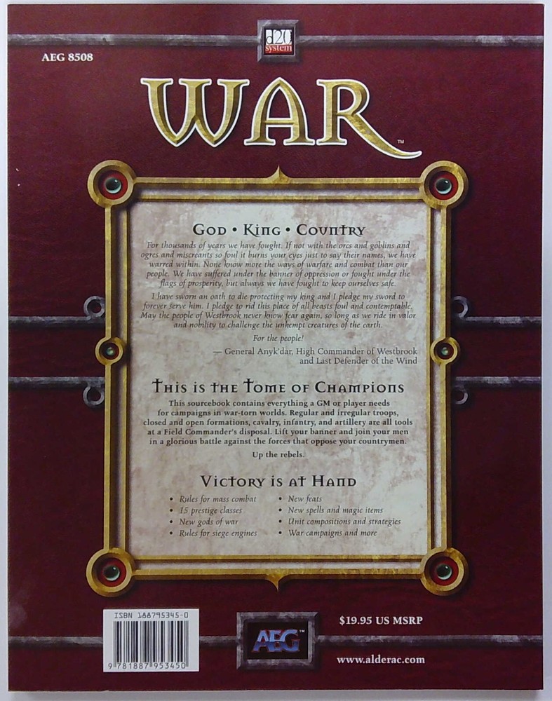 D20 SYSTEM: WAR AEG8508