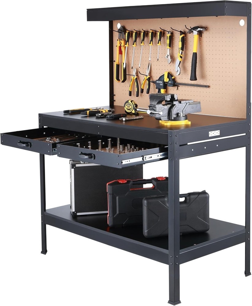 Multipurpose Workbench with Power Outlets and Light=