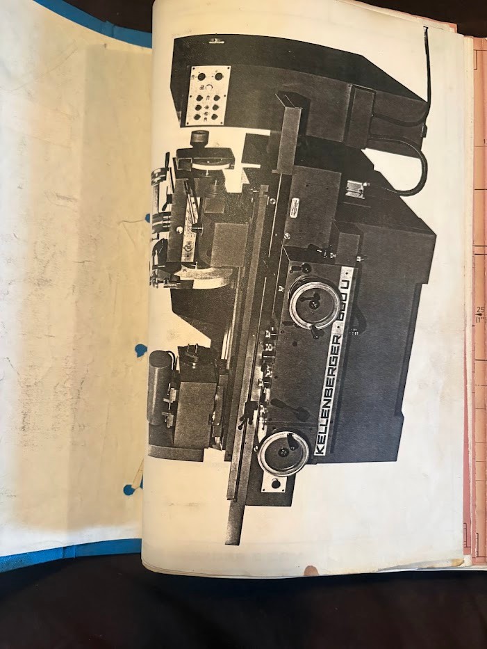 Original Kellenberger Instruction Manual 600U Grinder c1980 Operator Maintenance