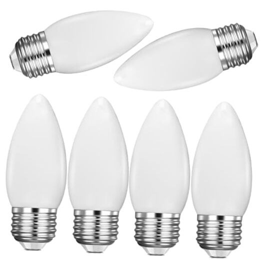 6 Pack E26 B11 LED Candelabra Bulbs，2W Dimmable Frosted Candle Light