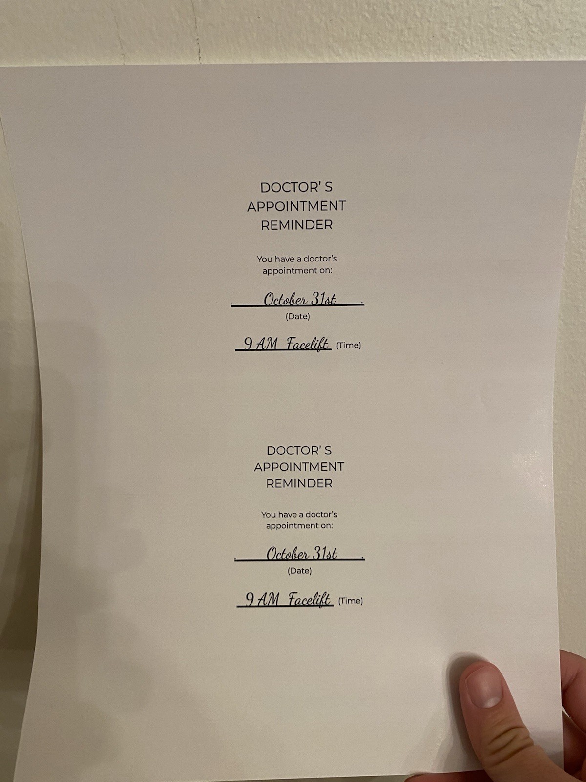 Sheet of Mrs. Potato Head’s Doctor Appointment reminder MELANIE MARTINEZ MV