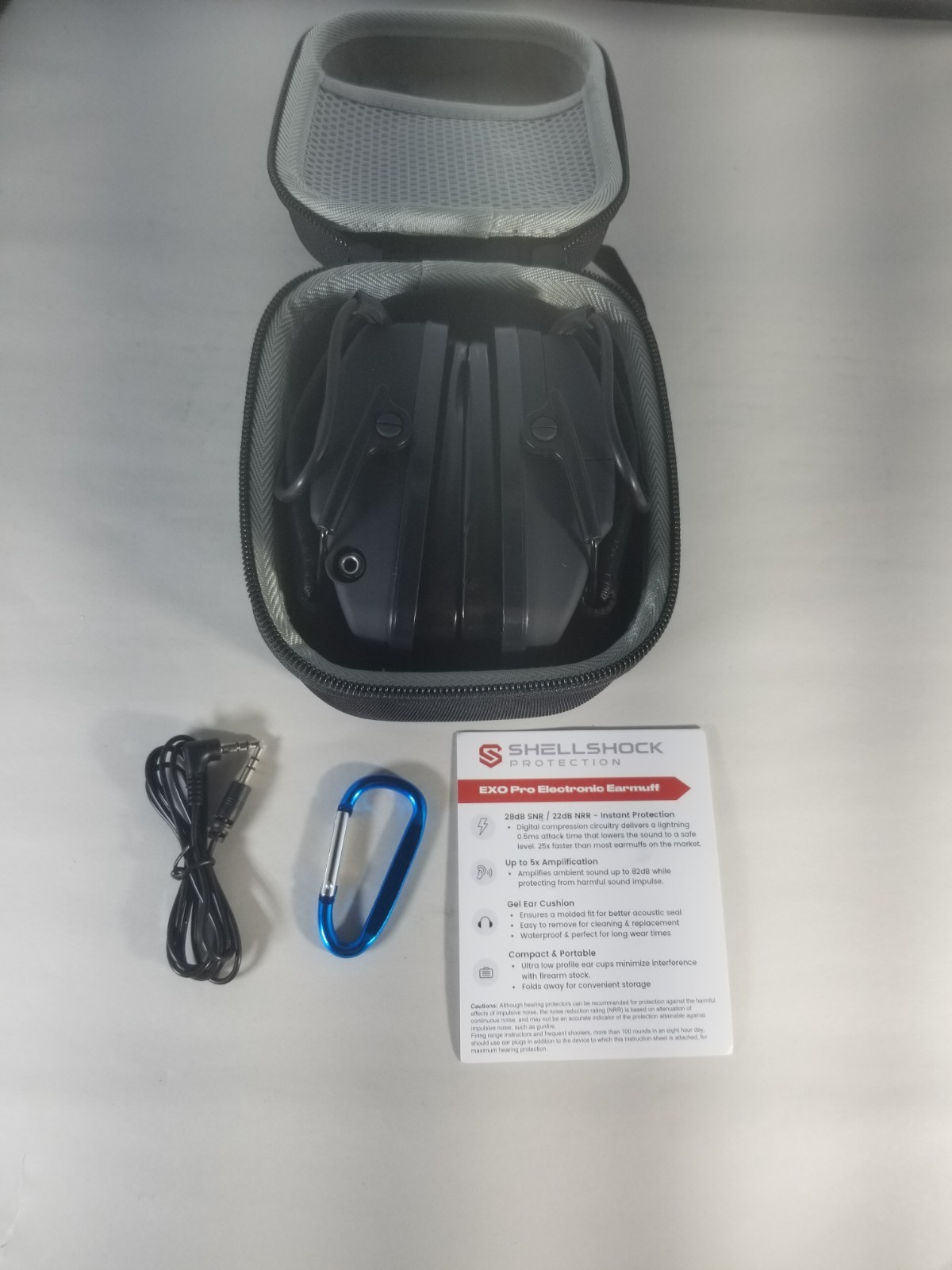 Shellshock Protection Exo Pro Electronic Earmuff w/ Shockproof Hard Case