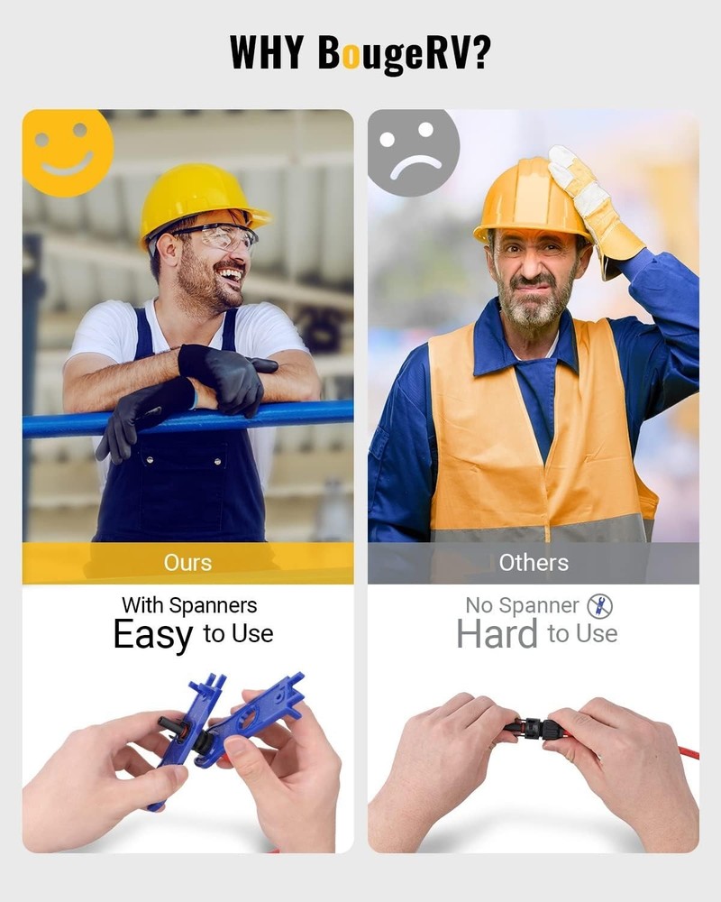 Tinned Copper Solar Panel Connectors - 44PCS Waterproof 10AWG for Reliable Setup