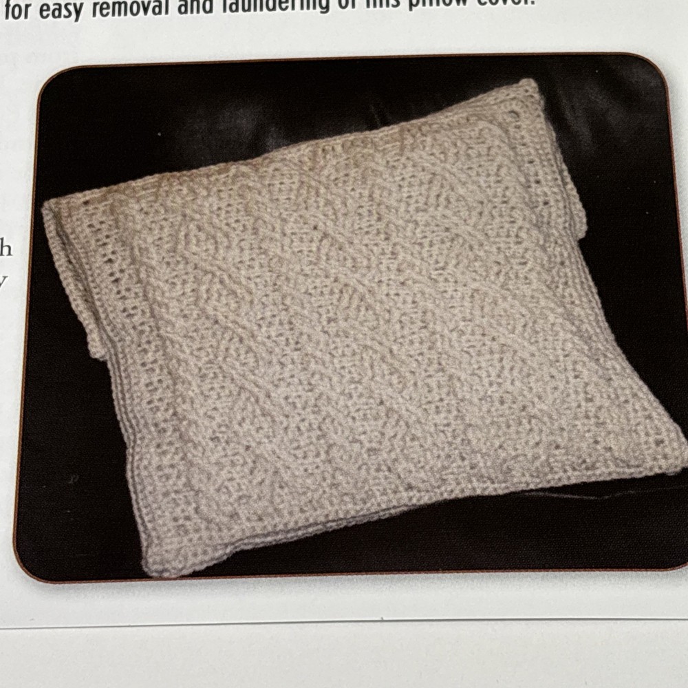 Cabled Throw Pillow Crochet Pattern Cards Pages