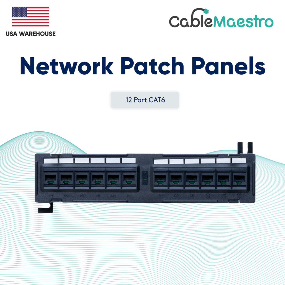 Mini Patch Panel UTP 12 Port CAT6 RJ45 110 Network Surface Wall Mount Bracket