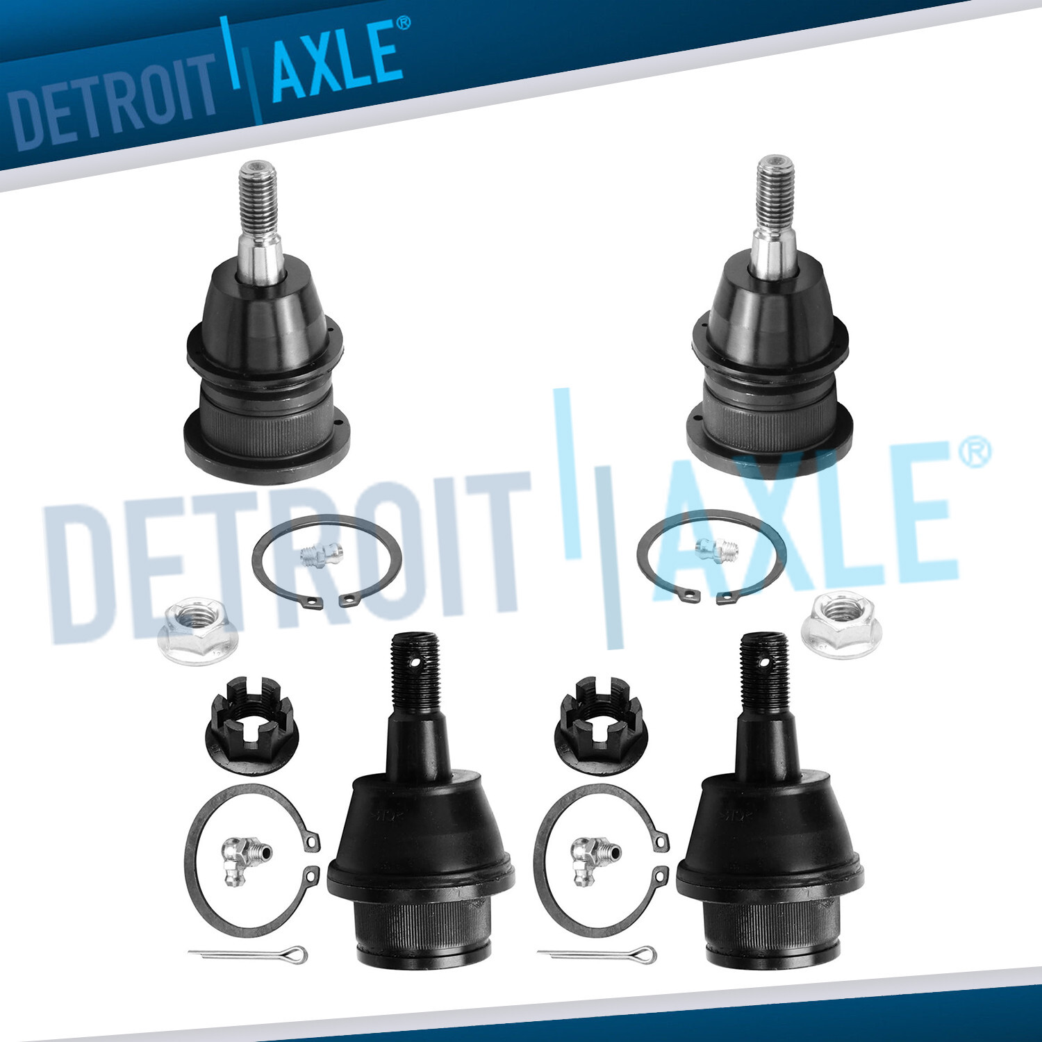 4pc Front Upper and Lower Ball Joints for Chevy GMC Silverado Sierra 1500 Yukon