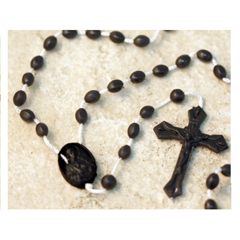 100 Black Plastic  Rosary Beads